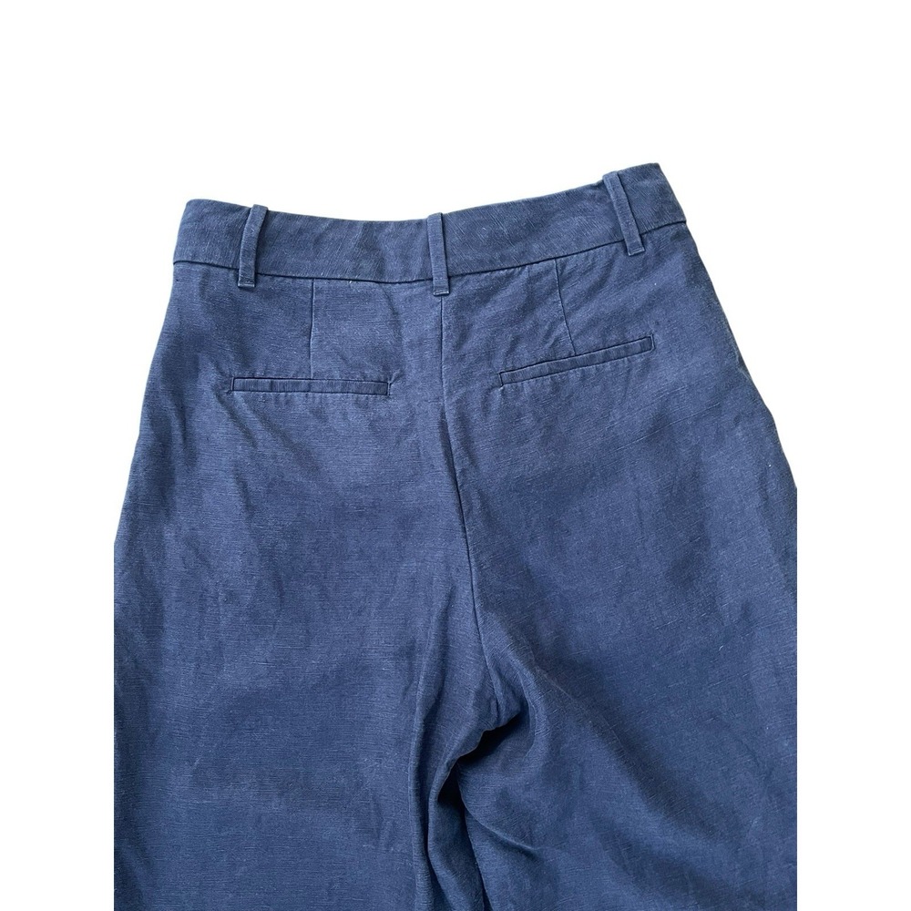 Aritzia Effortless Pant Blue Linen‎ Blend Wide Leg Cropped Trousers , Size 4 - Picture 5 of 9